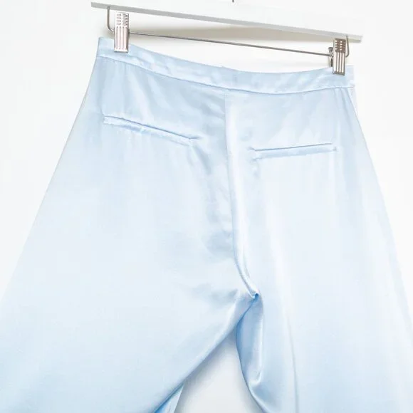 Sablyn Light Blue Silk Wide-Leg Button Fly Pants – Sample Style — Size XS